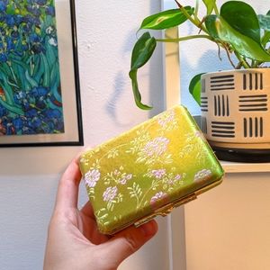 Vintage Silk jewelry box with mirror